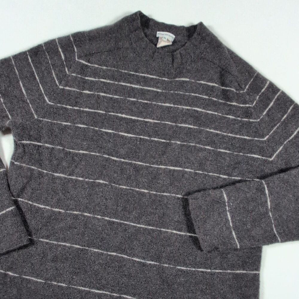 Dries Van Noten Men's Merino Wool Striped Pullover Sweater XL Unhemmed